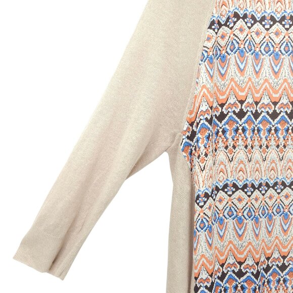 Chicos Open Front Cardigan Womens Size 1 US M/8 Sweater Tan Geometric Back - Picture 15 of 16